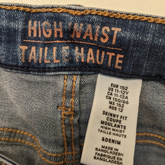 H&M kids size 11/12 straight cut ankle length frayed hem jeans 23P - Picture 5 of 7